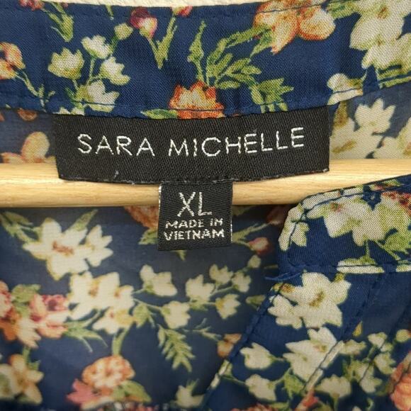 Sara Michelle Vibrant Blue and Orange Blouse with Elegant Design size XL - Picture 3 of 5